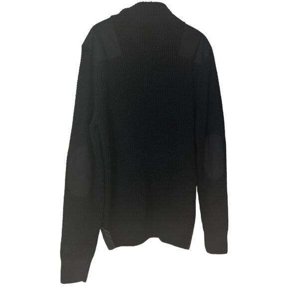 NWT Buffalo David Bitton Black Waffle‎ Knit Sweater W/ Elbow Patches Size Large - Picture 2 of 8